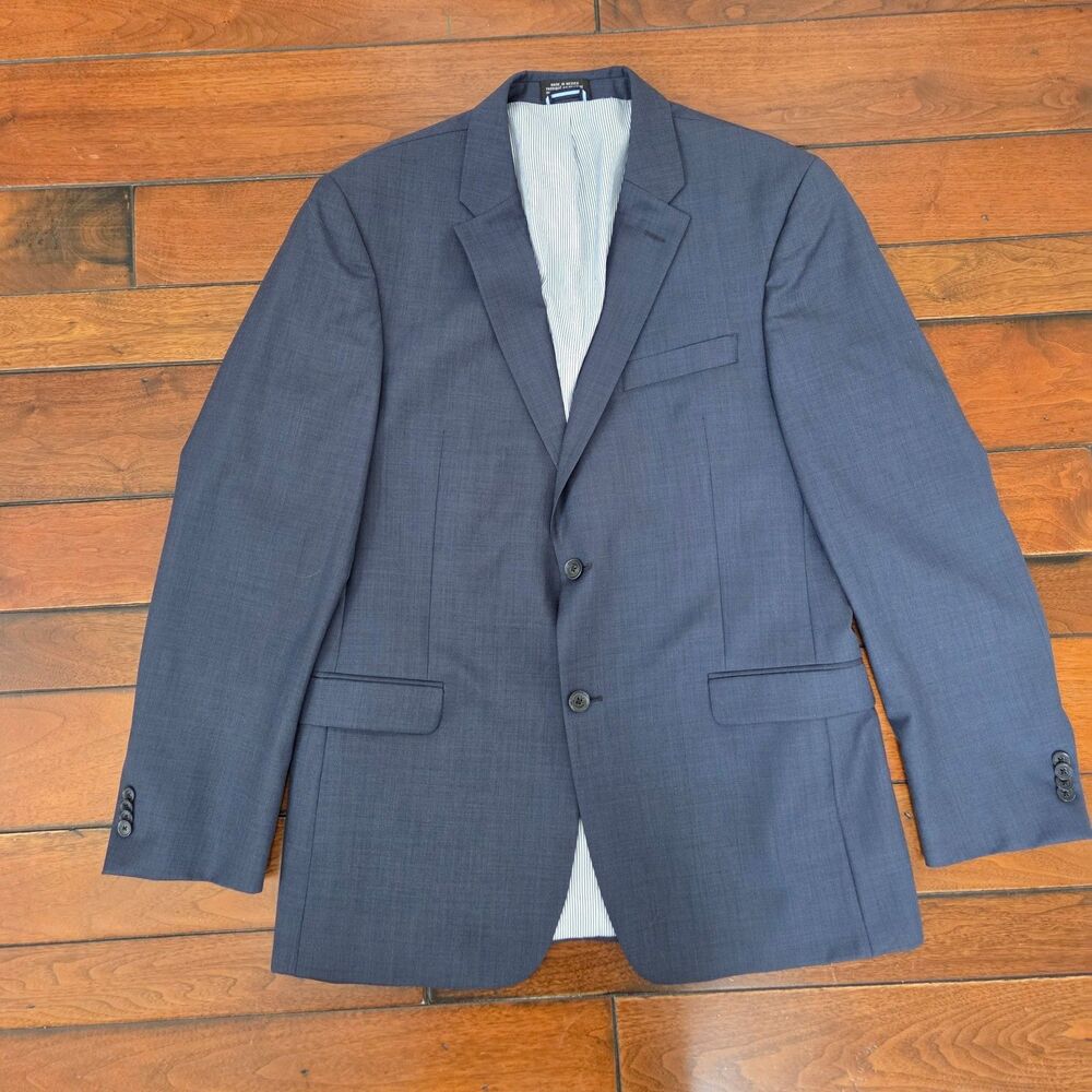 Tommy Hilfiger 42L 100% Worsted Wool Navy Sport Coat Blazer Mens